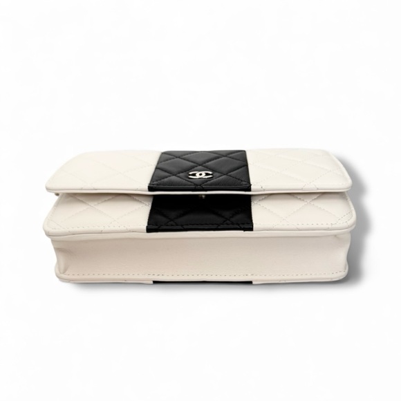 🆕CHANEL Classic Wallet on Chain Color Block Black & Ivory Gold-Tone hardware NIB - Picture 10 of 16